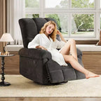 Fauteuil inclinable, fauteuil de relaxation pivotant à 360° avec accoudoirs rembourrés et assise profonde, fauteuil de canapé inclinable rembourré en chenille pour salon