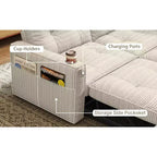 MooxvMoo 73 Queen Size Loveseat Sleeper Sofa w/ Pull Out Bed, Pockets and USB, Modern 2 Seater Convertible Small Couch for Living Room, Beige