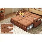 MooxvMoo 73 Queen Size Loveseat Sleeper Sofa w/ Pull Out Bed, Pockets and USB, Modern 2 Seater Convertible Small Couch for Living Room, Orange
