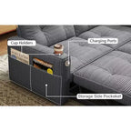 MooxvMoo 73 Queen Size Loveseat Sleeper Sofa w/ Pull Out Bed, Pockets and USB, Modern 2 Seater Convertible Small Couch for Living Room, Gray