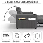 MooxvMoo 73 Queen Size Loveseat Sleeper Sofa w/ Pull Out Bed, Pockets and USB, Modern 2 Seater Convertible Small Couch for Living Room, Gray