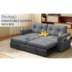 MooxvMoo 73 Queen Size Loveseat Sleeper Sofa w/ Pull Out Bed, Pockets and USB, Modern 2 Seater Convertible Small Couch for Living Room, Gray
