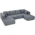 HOMCOM 116 Modular Sectional Sofa, Boneless Sectional Couch with Wide and Deep Seat, 2 Ottomans, No Assembly Required, Dark Gray