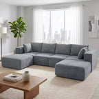 HOMCOM 116 Modular Sectional Sofa, Boneless Sectional Couch with Wide and Deep Seat, 2 Ottomans, No Assembly Required, Dark Gray