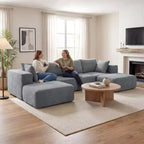 HOMCOM 116 Modular Sectional Sofa, Boneless Sectional Couch with Wide and Deep Seat, 2 Ottomans, No Assembly Required, Dark Gray