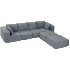 HOMCOM 116 Modular Sectional Sofa, Boneless Sectional Couch with Wide and Deep Seat, 2 Ottomans, No Assembly Required, Dark Gray