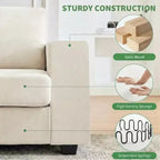 Causeuse moderne en chenille de 70 po avec ports USB et poches latérales - Canapé capitonné, cadre entièrement en bois, petit canapé compact pour salon