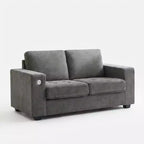 Causeuse moderne en chenille de 70 po avec ports USB et poches latérales - Canapé capitonné, cadre entièrement en bois, petit canapé compact pour salon
