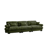 MAYEERTY Extra large 3 Seat Modern Velvet Sofa Cloud Like Comfortable Seat and Back Support with Waist Pillows and Throw Pillows Olive Green