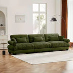 MAYEERTY Extra large 3 Seat Modern Velvet Sofa Cloud Like Comfortable Seat and Back Support with Waist Pillows and Throw Pillows Olive Green