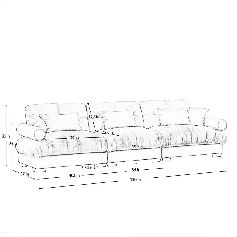 MAYEERTY Extra large 3 Seat Modern Velvet Sofa Cloud Like Comfortable Seat and Back Support with Waist Pillows and Throw Pillows Olive Green