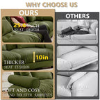 MAYEERTY Extra large 3 Seat Modern Velvet Sofa Cloud Like Comfortable Seat and Back Support with Waist Pillows and Throw Pillows Olive Green