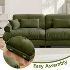 MAYEERTY Extra large 3 Seat Modern Velvet Sofa Cloud Like Comfortable Seat and Back Support with Waist Pillows and Throw Pillows Olive Green