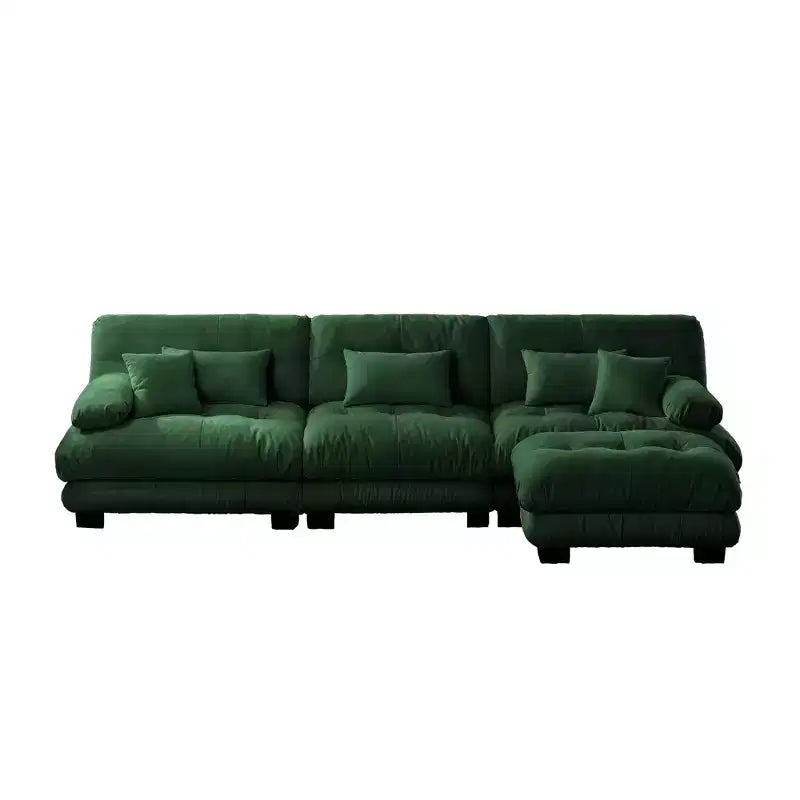 MAYEERTY Luxury Modular Sectional Sofa Oversized L Shaped Cloud Couch Convertible Ottoman for Living Room Green