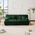 MAYEERTY 2 Seater Sofa with 2 Lumbar Pillows 2 Throm Pillows for Living Room Green