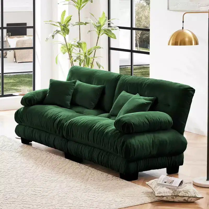 MAYEERTY Canapé 2 Places avec 2 Coussins Lombaires 2 Coussins Déco pour Salon Vert