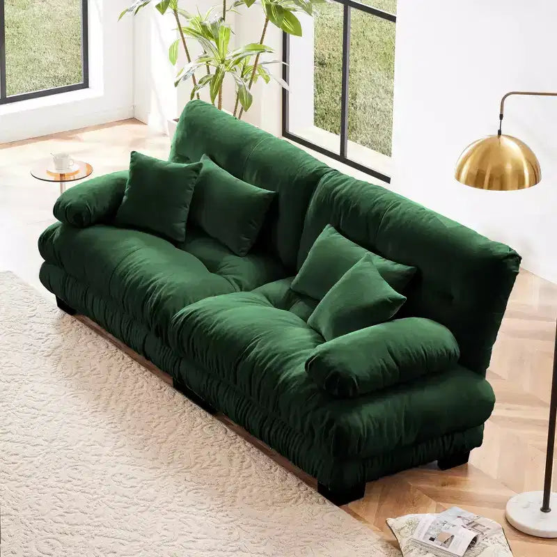 MAYEERTY Canapé 2 Places avec 2 Coussins Lombaires 2 Coussins Déco pour Salon Vert