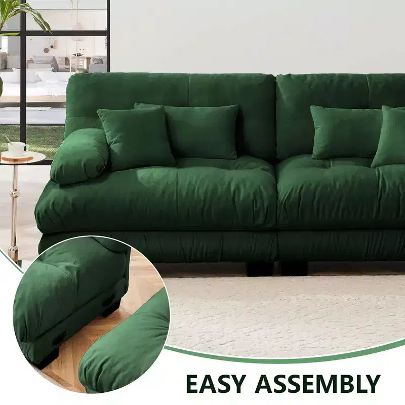 MAYEERTY Canapé 2 Places avec 2 Coussins Lombaires 2 Coussins Déco pour Salon Vert