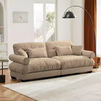 MAYEERTY Two Seater Sofa with Bolstered Armrest Waist Pillows Throw Pilloes for Living Room Hallway Camel