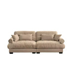MAYEERTY Two Seater Sofa with Bolstered Armrest Waist Pillows Throw Pilloes for Living Room Hallway Camel
