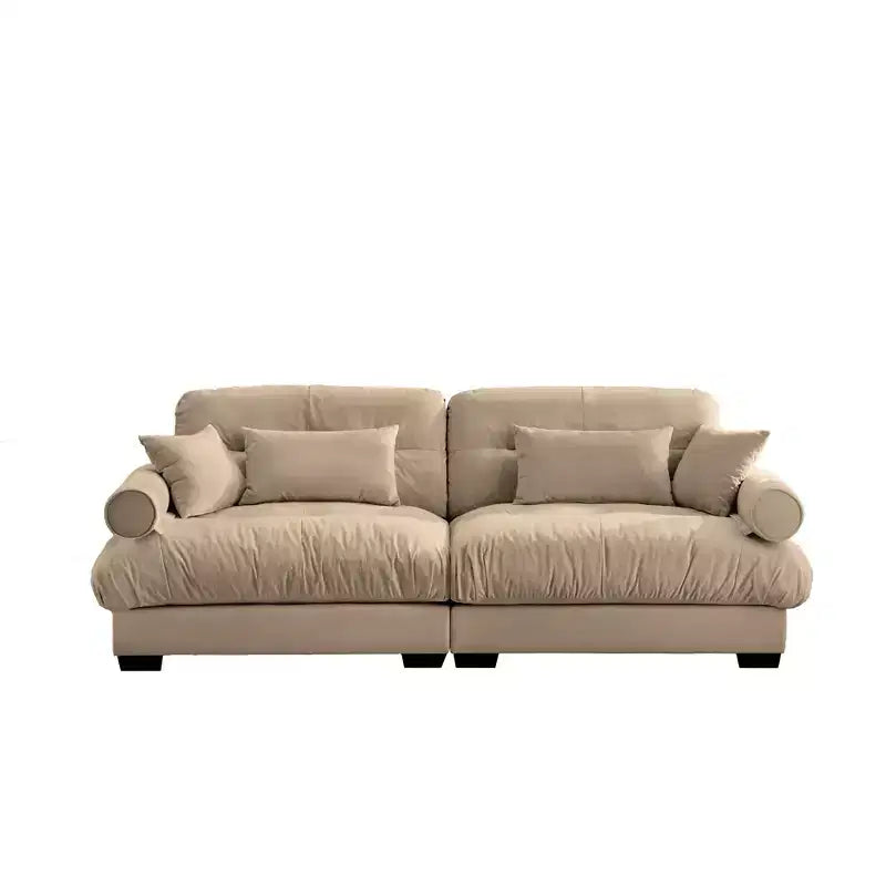 MAYEERTY Two Seater Sofa with Bolstered Armrest Waist Pillows Throw Pilloes for Living Room Hallway Camel