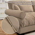 MAYEERTY Two Seater Sofa with Bolstered Armrest Waist Pillows Throw Pilloes for Living Room Hallway Camel