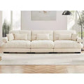 MAYEERTY Extra Large 3 Seat Modern Velvet Sofa Cloud Like Comfortable Seat and Back Support with Waist Pillows and Throw Pillows Cream