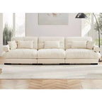 MAYEERTY Extra Large 3 Seat Modern Velvet Sofa Cloud Like Comfortable Seat and Back Support with Waist Pillows and Throw Pillows Cream