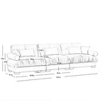 MAYEERTY Canapé Moderne Très Grand 3 Places en Velours, Assise et Dossier Confortables comme un Nuage avec Coussins Lombaires et Coussins Décoratifs Crème