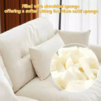 MAYEERTY Canapé Moderne Très Grand 3 Places en Velours, Assise et Dossier Confortables comme un Nuage avec Coussins Lombaires et Coussins Décoratifs Crème