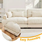 MAYEERTY Canapé Moderne Très Grand 3 Places en Velours, Assise et Dossier Confortables comme un Nuage avec Coussins Lombaires et Coussins Décoratifs Crème