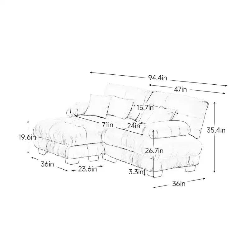 MAYEERTY Colud Couch 2 Seater Sofa with 2 Lumbar Pillows and 2 Throw Pillows for Living Room Light Coffee