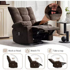 Recliner Chair with Massage and Heat, Swivel Rocker Recliner Chair with Side Pocket, Cup Holders, Ergonomic Rocking Sofa for Living Room, Bedroom