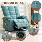 Recliner Chair with Massage and Heat, Swivel Rocker Recliner Chair with Side Pocket, Cup Holders, Ergonomic Rocking Sofa for Living Room, Bedroom
