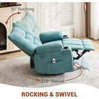 Recliner Chair with Massage and Heat, Swivel Rocker Recliner Chair with Side Pocket, Cup Holders, Ergonomic Rocking Sofa for Living Room, Bedroom