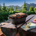 Barbecue portable hibachi ovale en fonte Megachef pour l'extérieur et le camping, noir