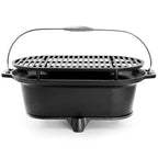 Barbecue portable hibachi ovale en fonte Megachef pour l'extérieur et le camping, noir