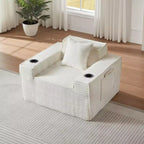Zeus & Ruta Modern Corduroy Cloud Sofa, No Assembly Needed Couch for Compact Spaces & Apartments