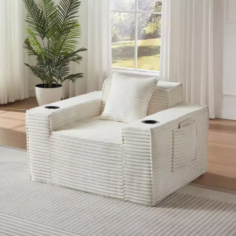 Zeus & Ruta Modern Corduroy Cloud Sofa, No Assembly Needed Couch for Compact Spaces & Apartments