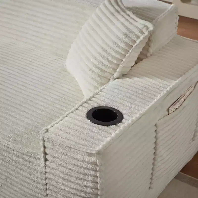 Zeus & Ruta Modern Corduroy Cloud Sofa, No Assembly Needed Couch for Compact Spaces & Apartments