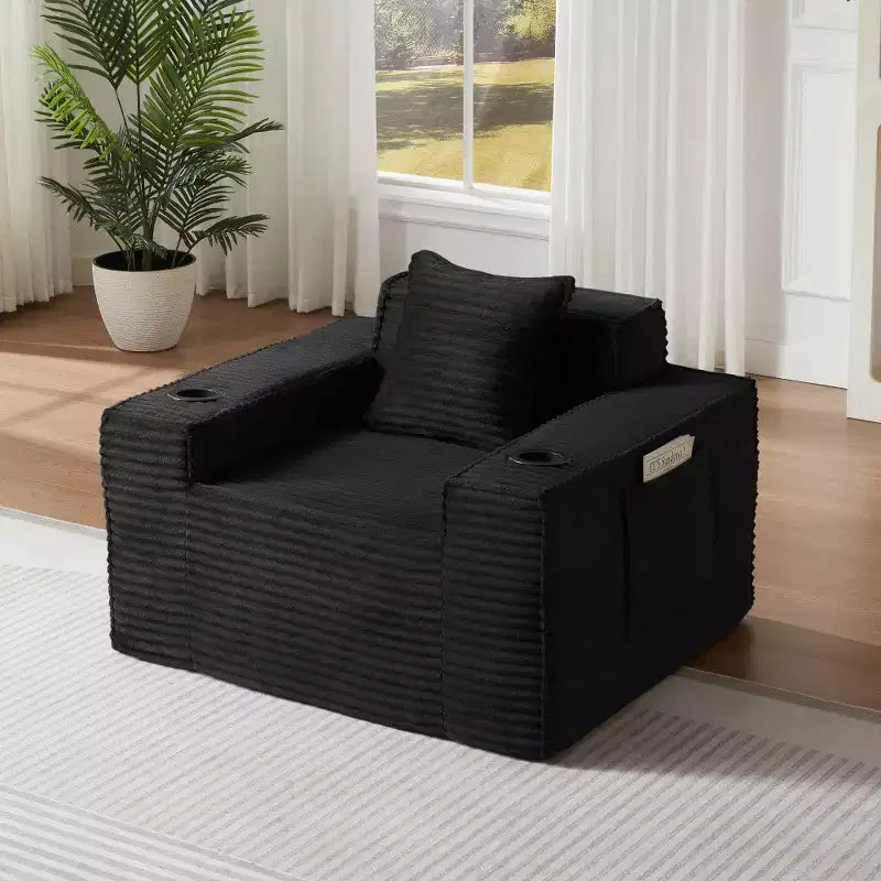 Zeus & Ruta Modern Corduroy Cloud Sofa, No Assembly Needed Couch for Compact Spaces & Apartments