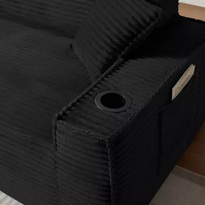 Zeus & Ruta Modern Corduroy Cloud Sofa, No Assembly Needed Couch for Compact Spaces & Apartments