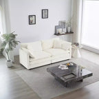 MAYEERTY Modern Loveseat Sofa Couch for Living Room Upholstered Deep 2 Seat Sofa with 4 Pillow for Living Room White Chenille