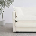MAYEERTY Modern Loveseat Sofa Couch for Living Room Upholstered Deep 2 Seat Sofa with 4 Pillow for Living Room White Chenille