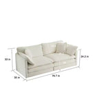 MAYEERTY Modern Loveseat Sofa Couch for Living Room Upholstered Deep 2 Seat Sofa with 4 Pillow for Living Room White Chenille