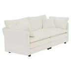 MAYEERTY Modern Loveseat Sofa Couch for Living Room Upholstered Deep 2 Seat Sofa with 4 Pillow for Living Room White Chenille