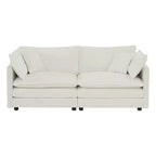 MAYEERTY Modern Loveseat Sofa Couch for Living Room Upholstered Deep 2 Seat Sofa with 4 Pillow for Living Room White Chenille