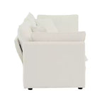 MAYEERTY Modern Loveseat Sofa Couch for Living Room Upholstered Deep 2 Seat Sofa with 4 Pillow for Living Room White Chenille