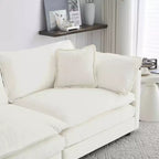 MAYEERTY Mid Century Modern Couch 3 Seater Sofa with 2 Armrest Pillow and 2 Armrest Pillows and 3 Toss Pillows for Living Room White