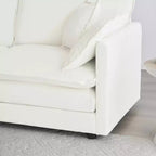 MAYEERTY Mid Century Modern Couch 3 Seater Sofa with 2 Armrest Pillow and 2 Armrest Pillows and 3 Toss Pillows for Living Room White